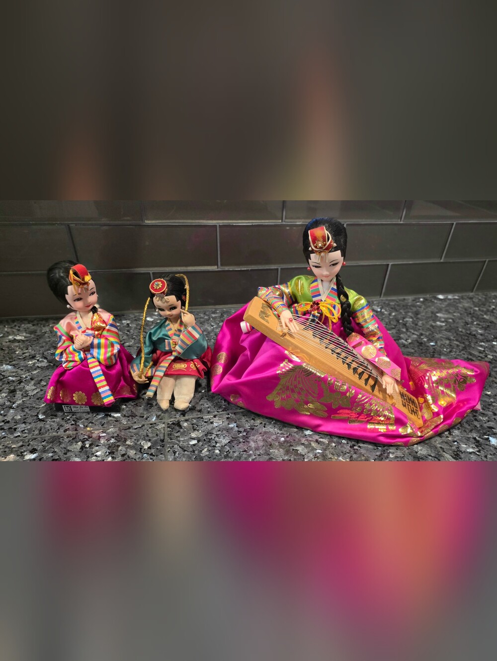 Vintage Korean Traditional Hanbok Doll Collection - Set of 3